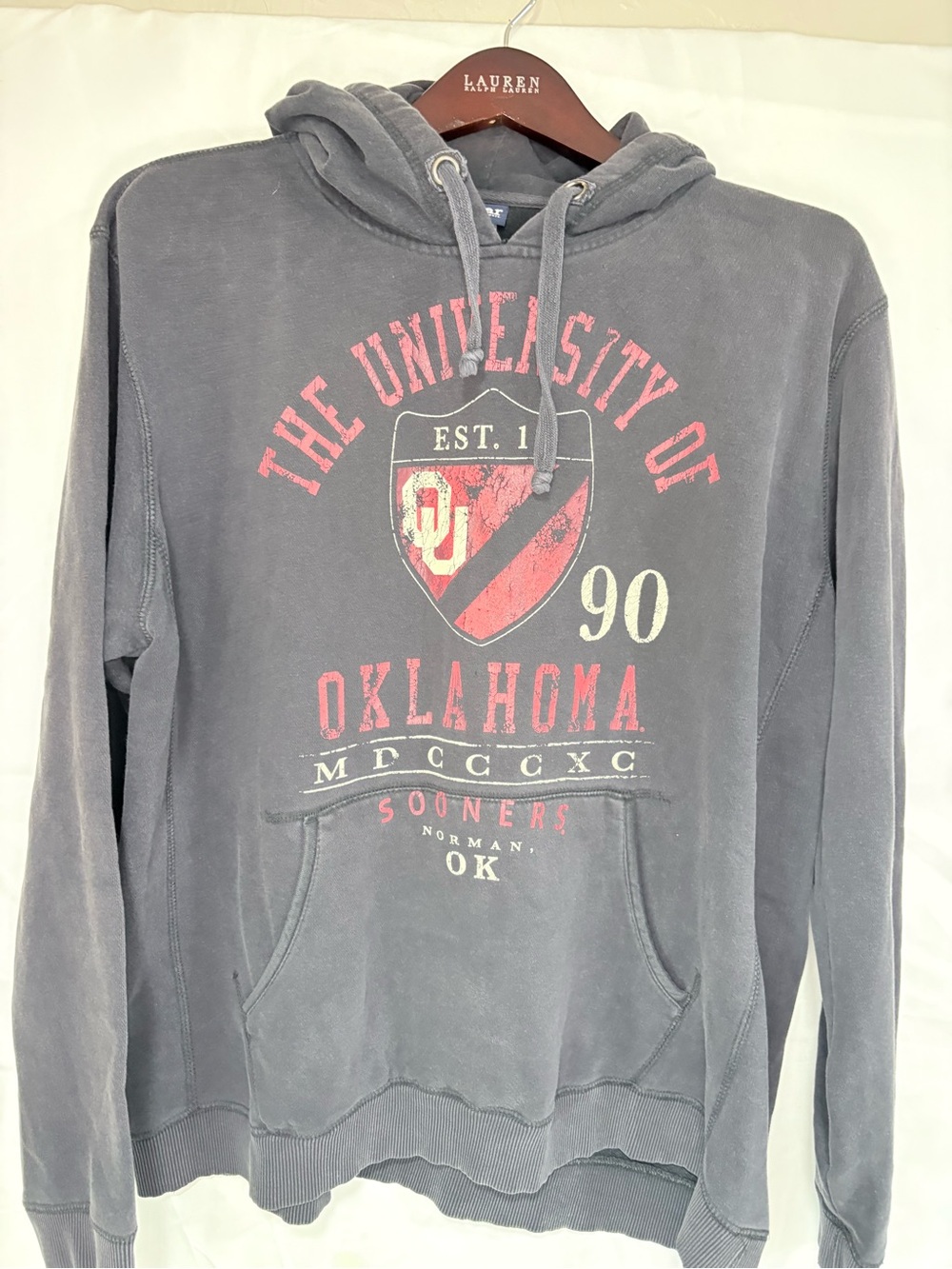 University of Oklahoma Men's Gray Hoodie Sweatshirt